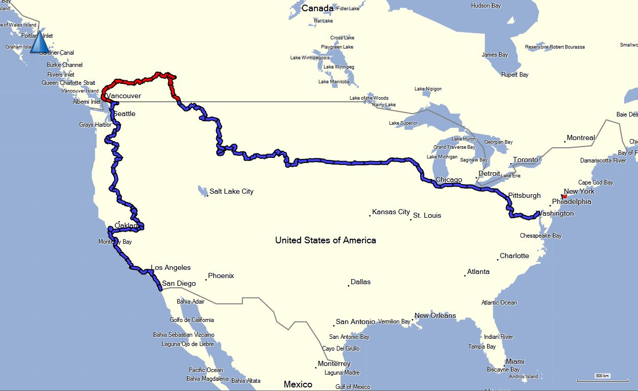 Karte USA und Kanada